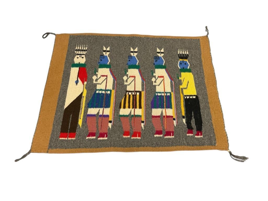 LATE 20TH CENTURY HAND WOVEN WOOL NAVAJO YEI BEI CHEI WEAVING (1 of 9)