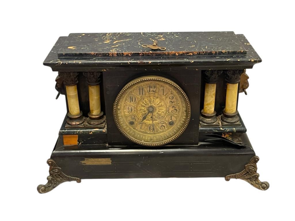 ANTIQUE SETH THOMAS ADAMANTINE MENTEL CLOCK (1 of 11)
