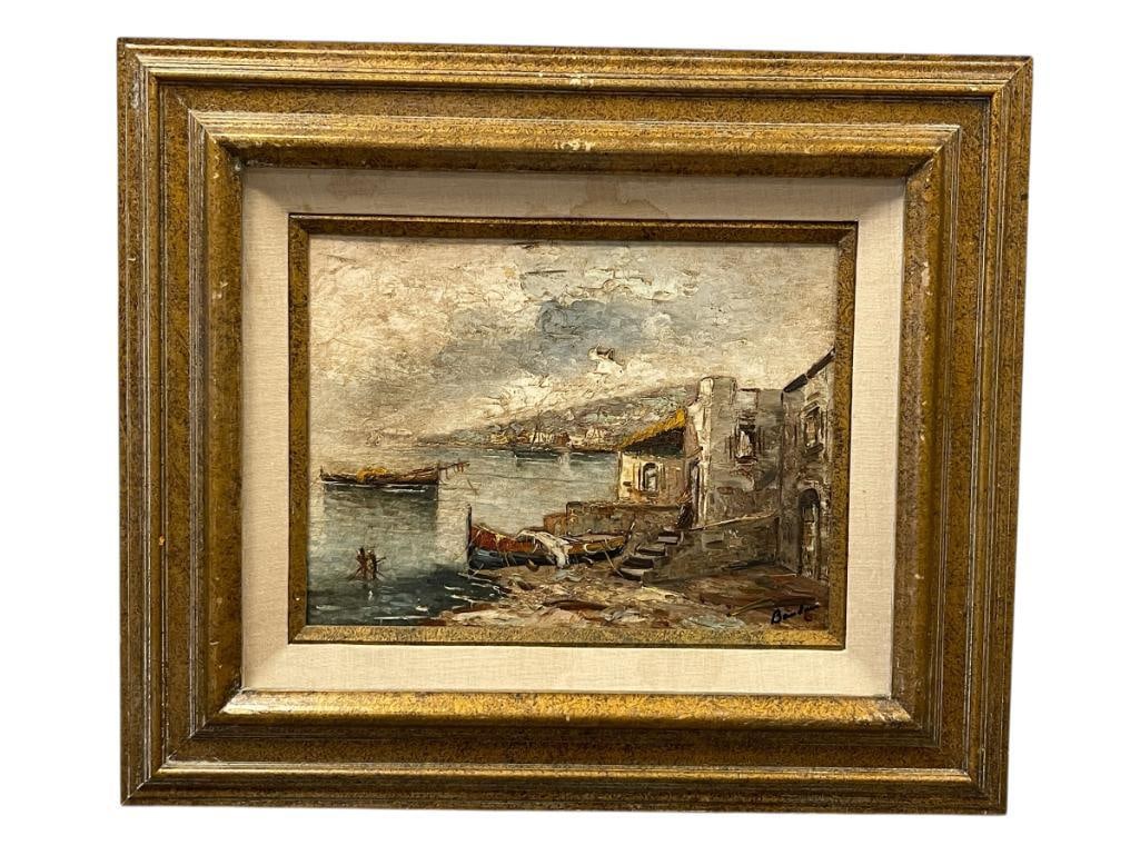 MID-20TH CENTURY ORIGINAL ACRYLIC ON CANVAS IMPRESSIONIST MEDITERRANEAN LANDSCAPE (1 of 7)