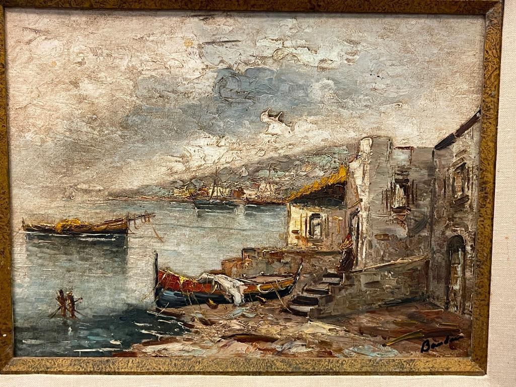MID-20TH CENTURY ORIGINAL ACRYLIC ON CANVAS IMPRESSIONIST MEDITERRANEAN LANDSCAPE - 2