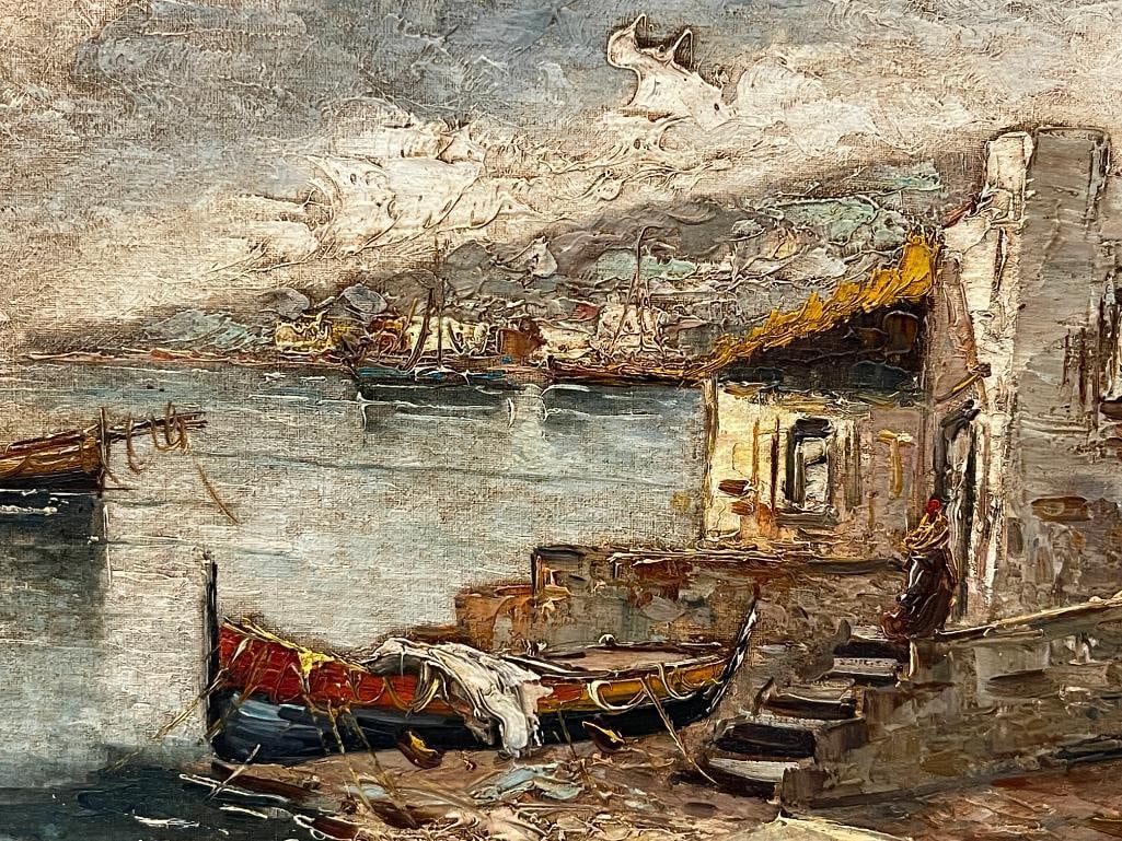 MID-20TH CENTURY ORIGINAL ACRYLIC ON CANVAS IMPRESSIONIST MEDITERRANEAN LANDSCAPE - 3