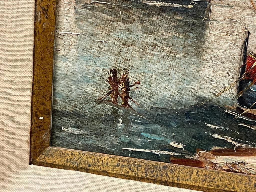 MID-20TH CENTURY ORIGINAL ACRYLIC ON CANVAS IMPRESSIONIST MEDITERRANEAN LANDSCAPE - 4