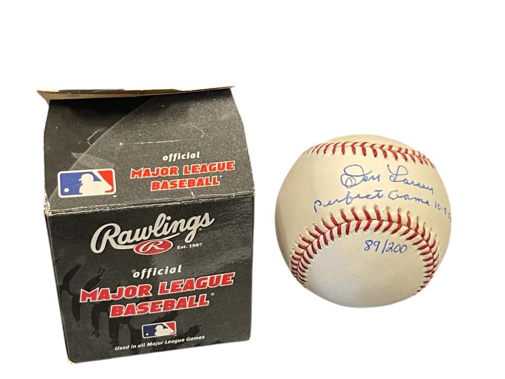 DON LARSEN PITCHER FOR THE NEW YORK YANKEES AUTOGRAPHED "PERFECT GAME" BALL (1 of 5)