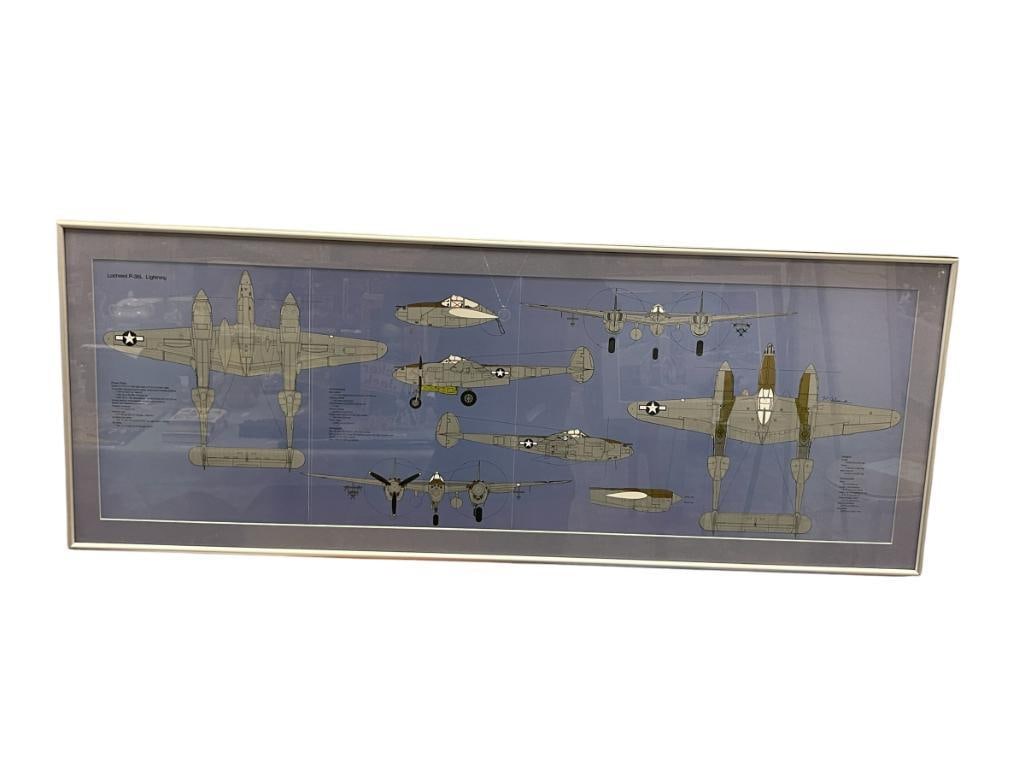 LOCKHEED P-38L LIGHTNING DIAGRAM BOOKPLATE WITH PLANE SPECS (1 of 8)