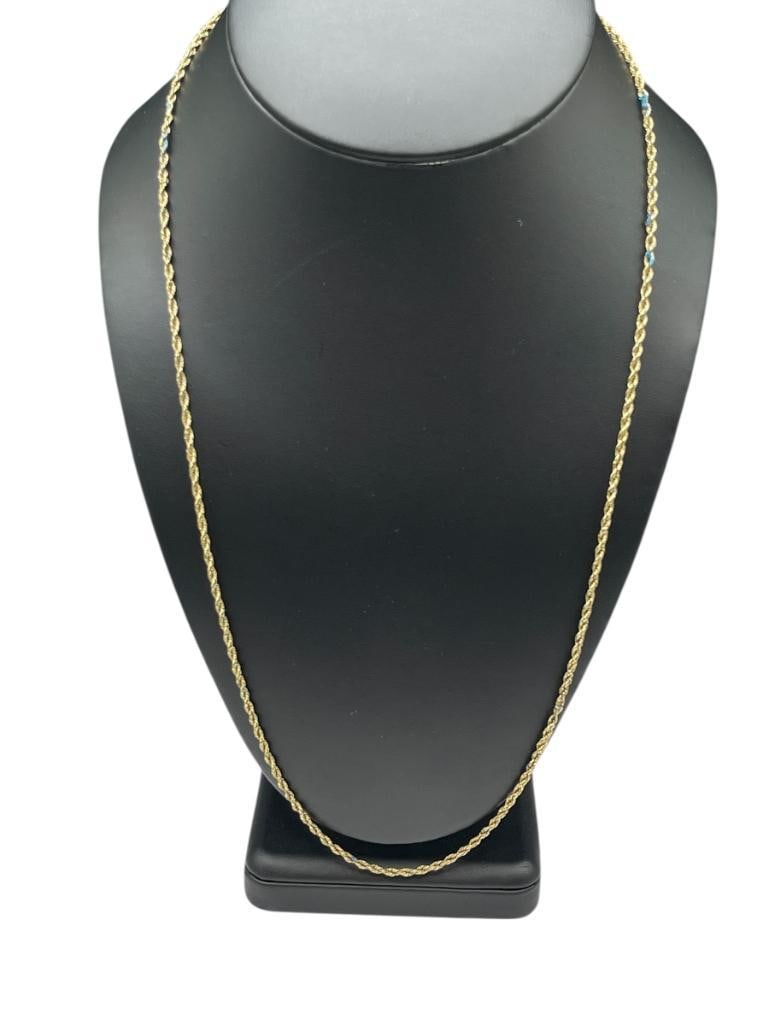 14K YELLOW GOLD BOLMA DESIGNER SIGNED ROPE CHAIN NECKLACE: FEATURING HALLMARKS ON CLASP 2.93 GRAMS, 24" X 1/16" 