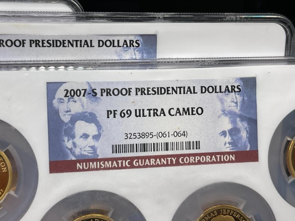 2007-S, 2007-S, AND 2008-S PROOF PRESIDENTIAL GOLD TONE DOLLARS NGC PF69 ULTRA CAMEO - 11