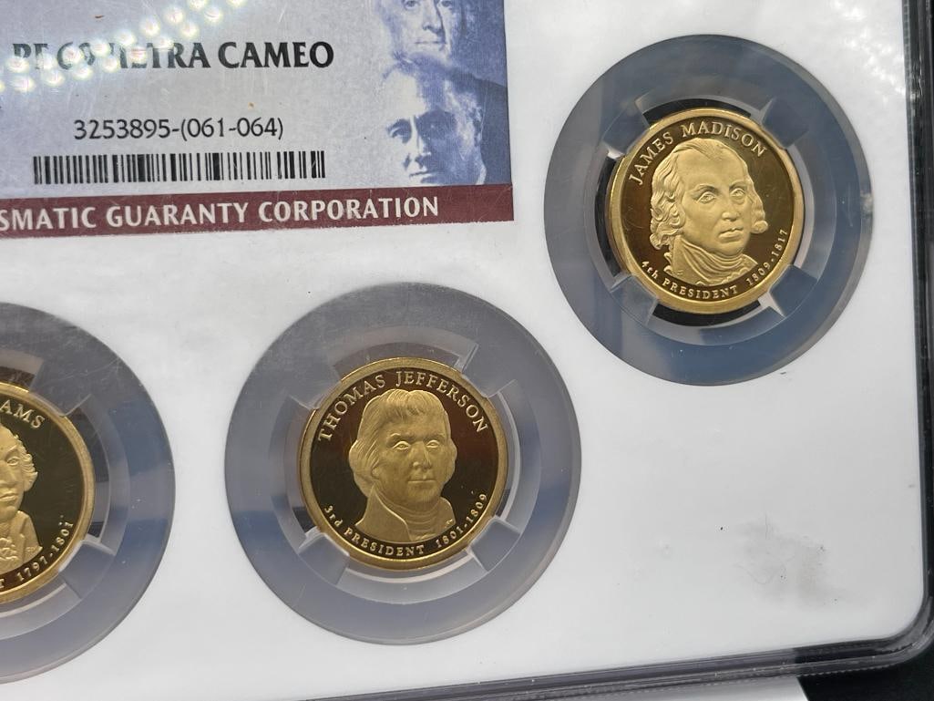 2007-S, 2007-S, AND 2008-S PROOF PRESIDENTIAL GOLD TONE DOLLARS NGC PF69 ULTRA CAMEO - 12