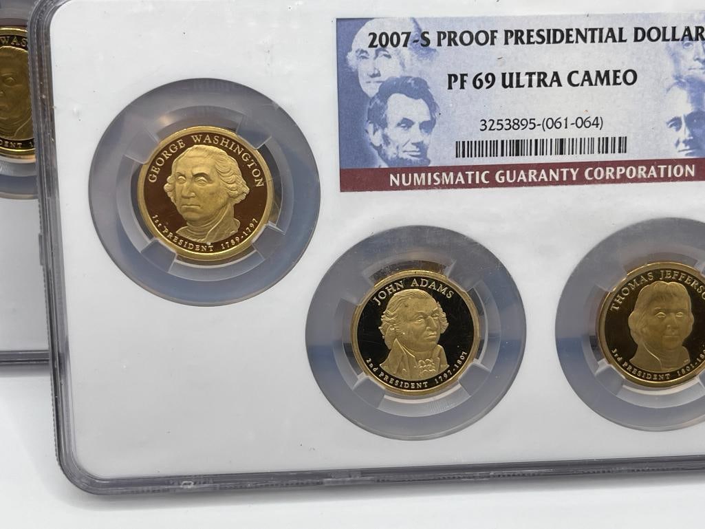 2007-S, 2007-S, AND 2008-S PROOF PRESIDENTIAL GOLD TONE DOLLARS NGC PF69 ULTRA CAMEO - 3