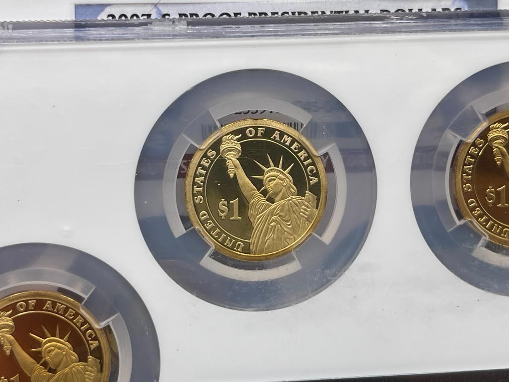 2007-S, 2007-S, AND 2008-S PROOF PRESIDENTIAL GOLD TONE DOLLARS NGC PF69 ULTRA CAMEO - 6