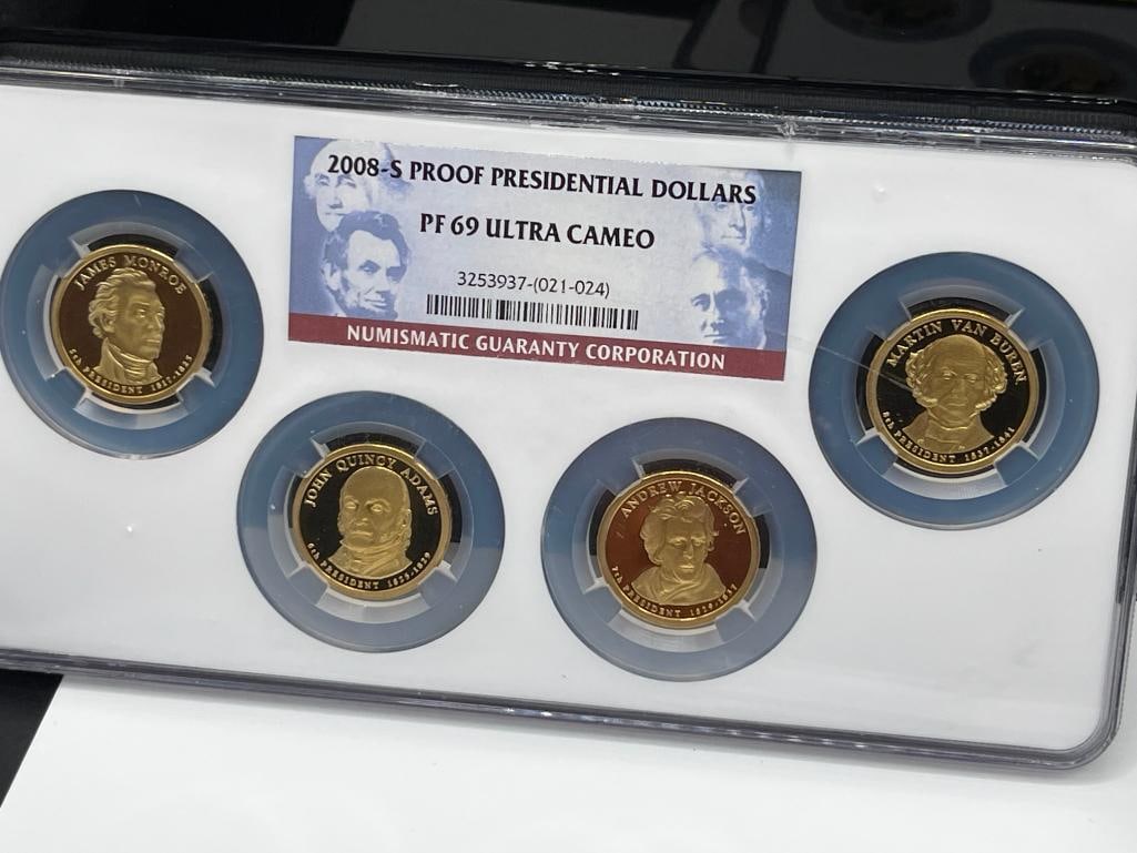 2007-S, 2007-S, AND 2008-S PROOF PRESIDENTIAL GOLD TONE DOLLARS NGC PF69 ULTRA CAMEO - 7