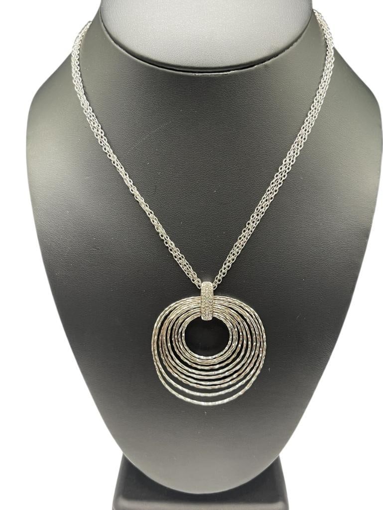 STERLING SILVER DIAMOND ACCENTED GEOMETRICAL PENDANT NECKLACE (1 of 6)
