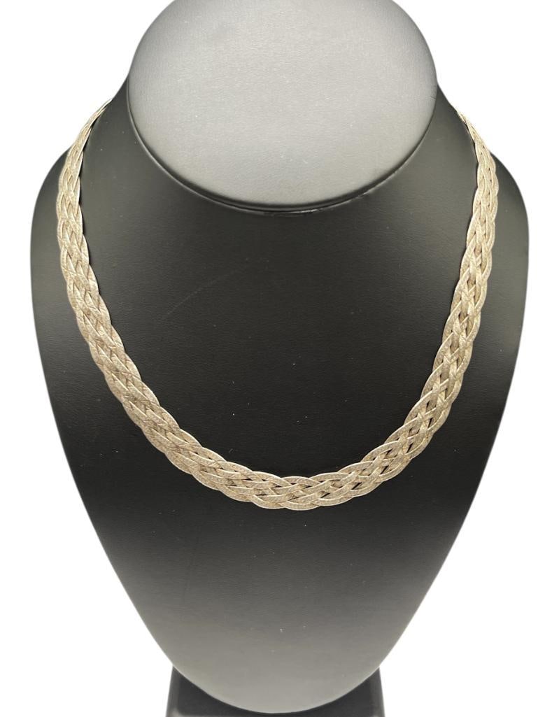VINTAGE ITALIAN STERLING SILVER BRAIDED NECKLACE (1 of 5)