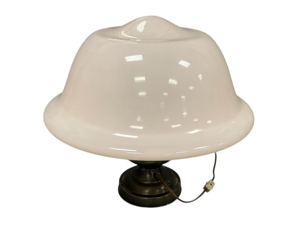LARGE MILK GLASS VINTAGE SCHOOL HOUSE LIGHT FIXTURE (1 of 8)
