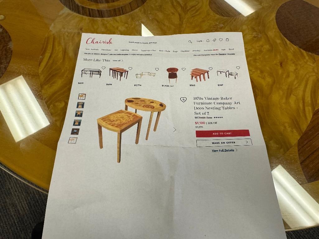 1970'S BAKER FURNITURE ART DECO STYLED TABLE WITH DISTINCT CONTRASTING WOOD INLAY TOP - 9