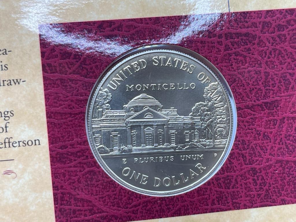THE THOMAS JEFFERSON COINAGE AND CURRENCY SET FEATURING A 90% SILVER DOLLAR - 6