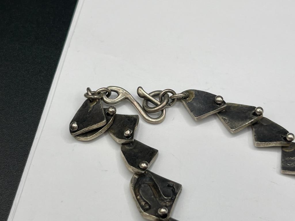 VINTAGE ROBERT LEE MORRIS STERLING SILVER FIGURAL SUPERMAN EMBLEM LINK NECKLACE - 4