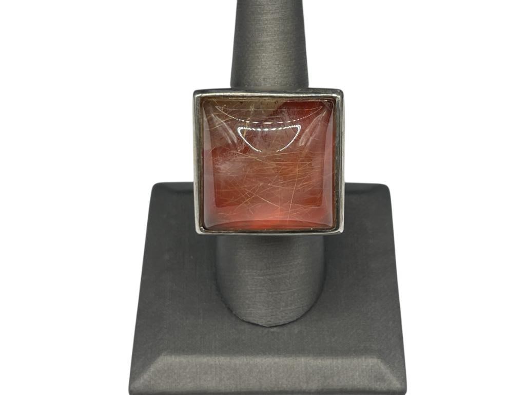 VINTAGE PIANEGONDA DESIGNER SIGNED STERLING SILVER RUTILATED QUARTZ RING (1 of 6)