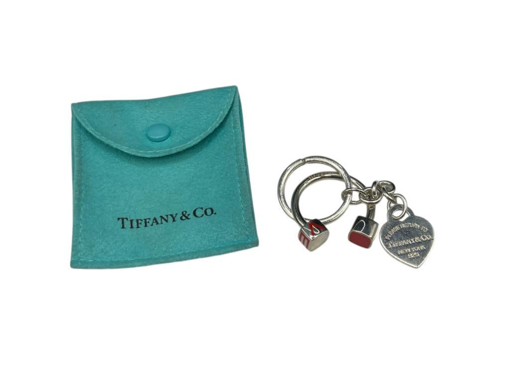 STERLING SILVER TIFFANY & CO. KEY CHAIN AND " LOVE " KEY RING (1 of 10)