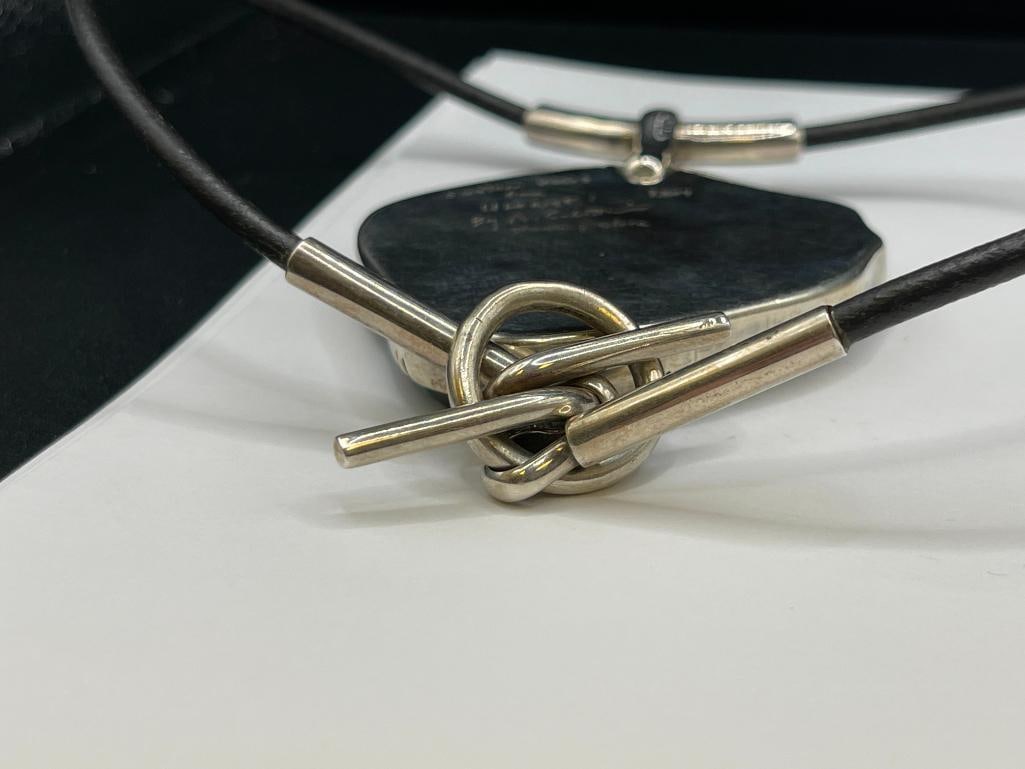 1997 CUSTOM MADE ARNOLD GOLDSTEIN STERLING SILVER MALACHITE CHRYSOCOLLA FREEFORM PENDANT NECKLACE - 6