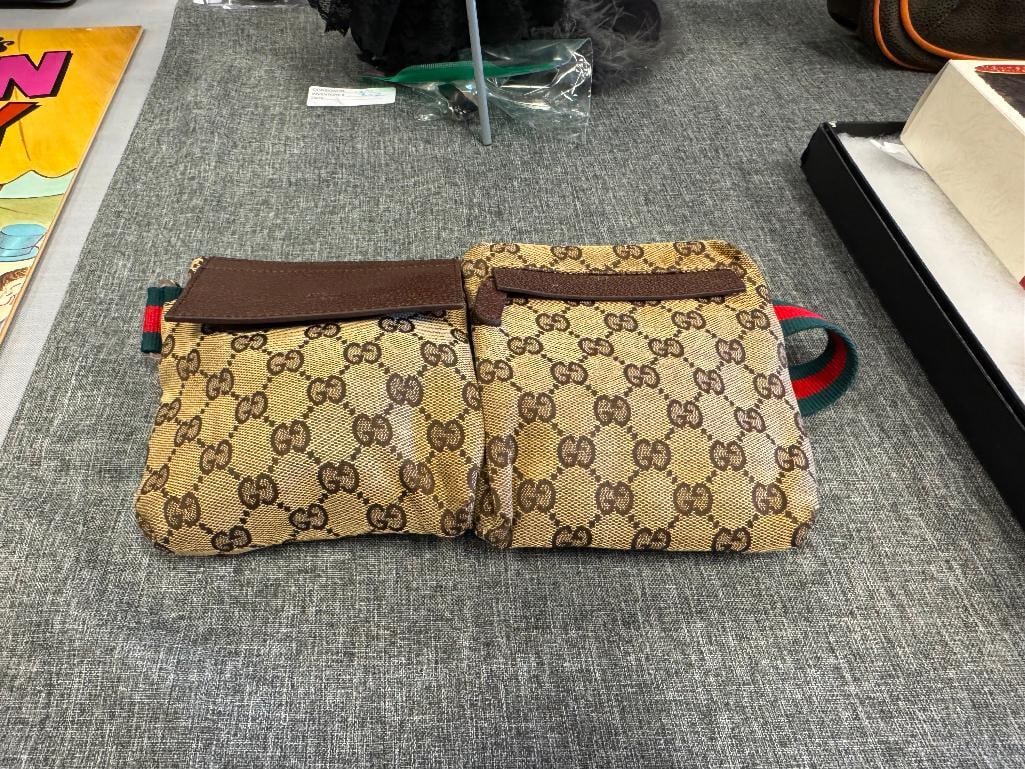 GUCCI GG MONOGRAM WAIST / BELT BAG WITH SIGNATURE RED AND GREEN STRIPE STRAP (1 of 12)