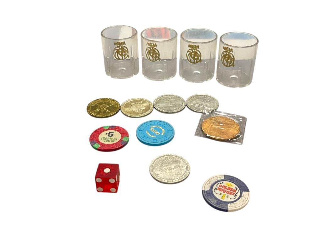 VINTAGE CASINO MEMORABILIA MGM POKER CHIP HOLDERS, GAMING TOKENS, POKER CHIPS (1 of 10)