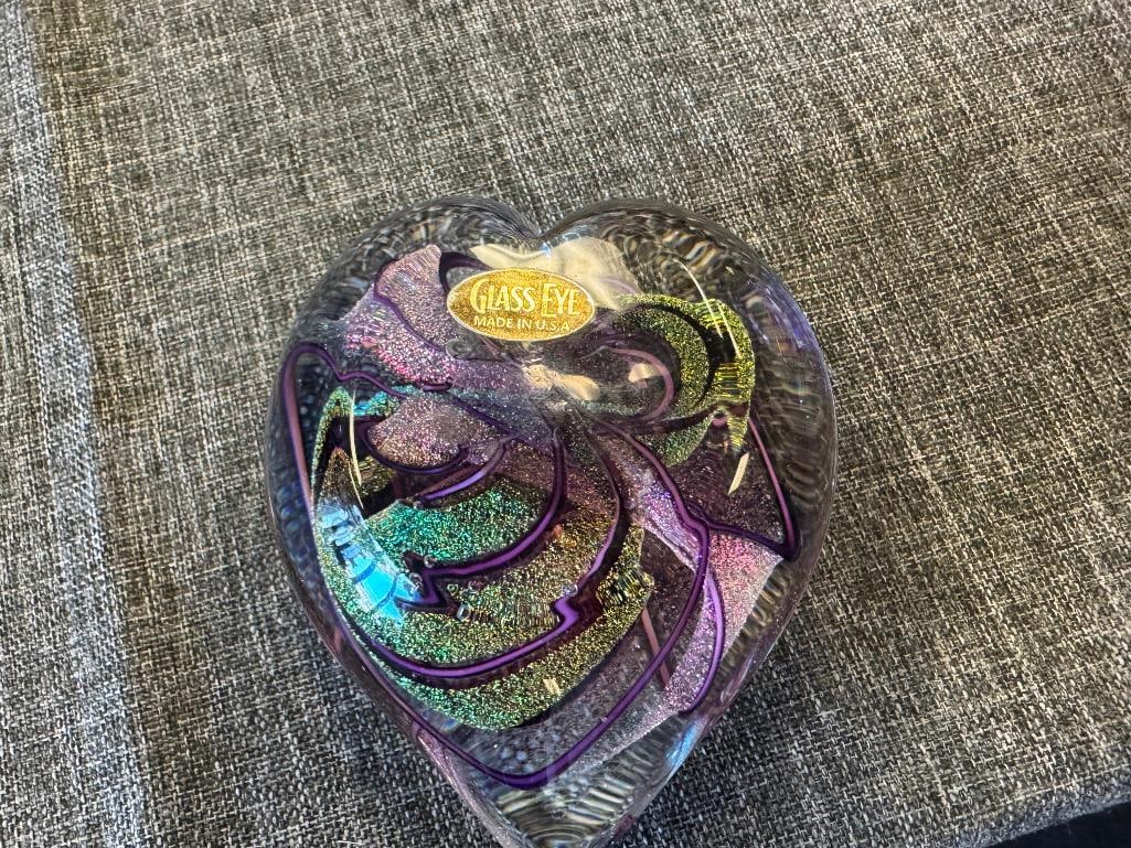 THREE HAND BLOWN ART GLASS PAPERWEIGHTS GLASS EYE STUDIO AND SELKIRK GLASS - 11