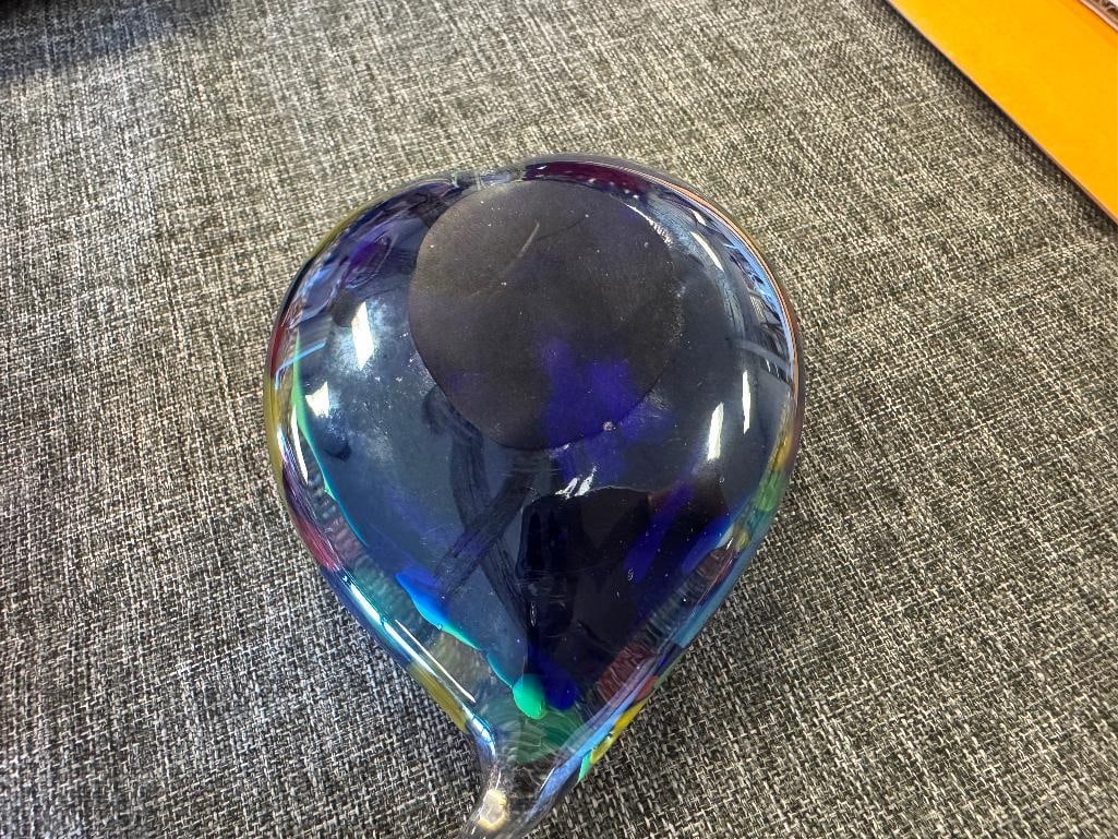 THREE HAND BLOWN ART GLASS PAPERWEIGHTS GLASS EYE STUDIO AND SELKIRK GLASS - 4