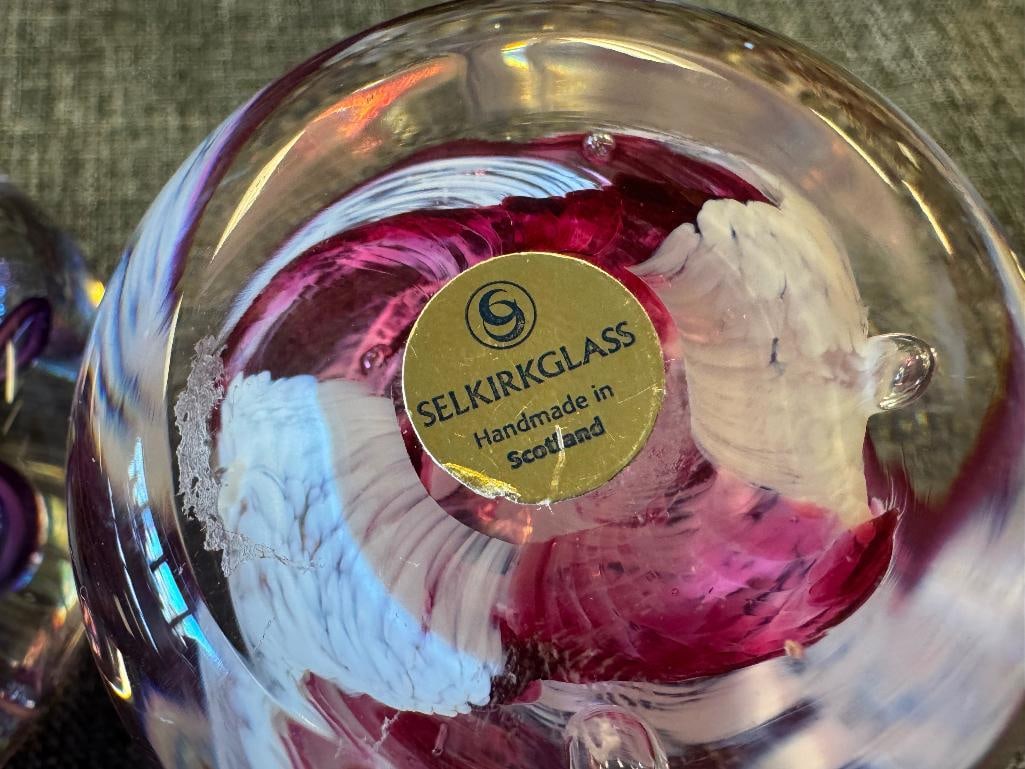 THREE HAND BLOWN ART GLASS PAPERWEIGHTS GLASS EYE STUDIO AND SELKIRK GLASS - 8