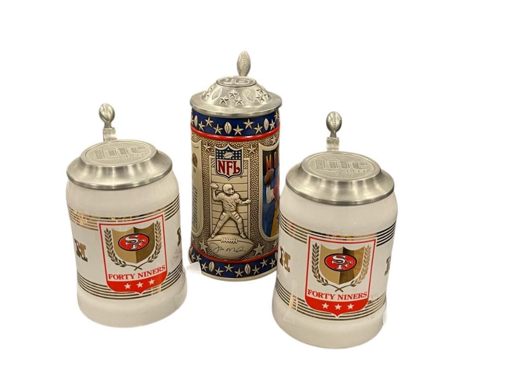 S.F. 49ERS BEER ADVERTISMENT COLLECTIBLE BEER STEINS AND UNOPENED BEER CANS (1 of 20)