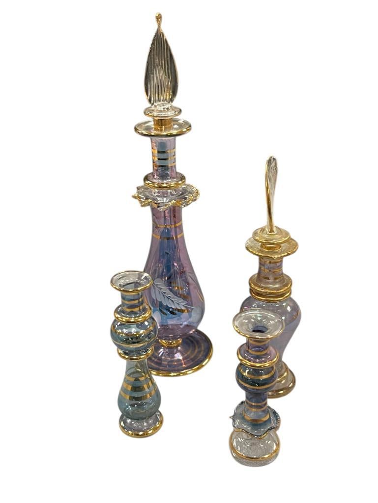 FOUR HAND BLOWN ART GLASS EGYPTIAN FRAGRANCE / PERFUME BOTTLES (1 of 6)