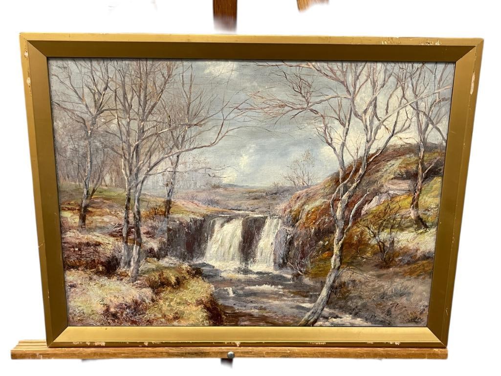 JAMES ROSS AMERICAN VIRGINIA BORN ARTIST ORIGINAL OIL ON CANVAS LANDSCAPE DATED 1921 (1 of 10)