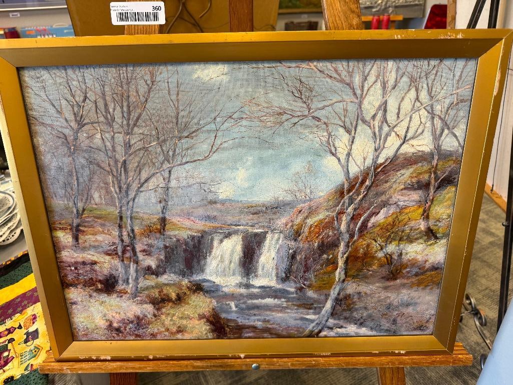 JAMES ROSS AMERICAN VIRGINIA BORN ARTIST ORIGINAL OIL ON CANVAS LANDSCAPE DATED 1921 - 2