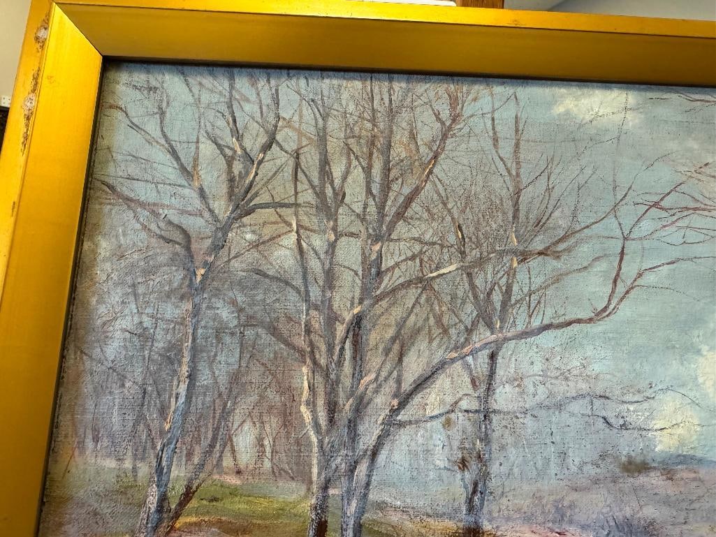 JAMES ROSS AMERICAN VIRGINIA BORN ARTIST ORIGINAL OIL ON CANVAS LANDSCAPE DATED 1921 - 5