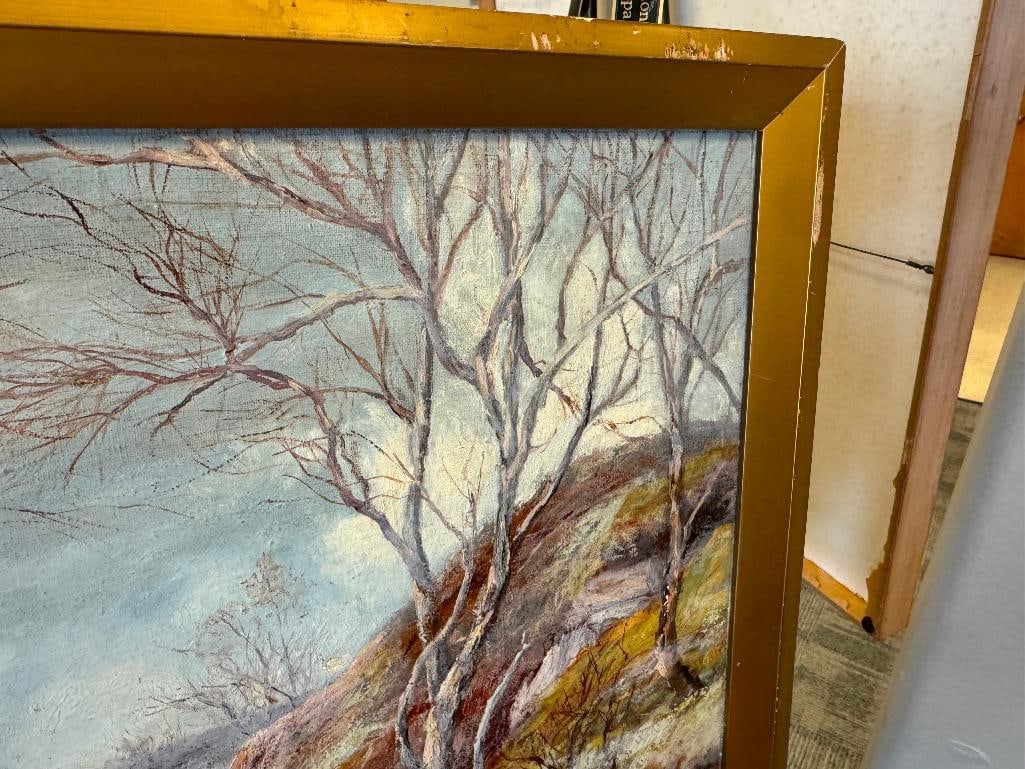 JAMES ROSS AMERICAN VIRGINIA BORN ARTIST ORIGINAL OIL ON CANVAS LANDSCAPE DATED 1921 - 6