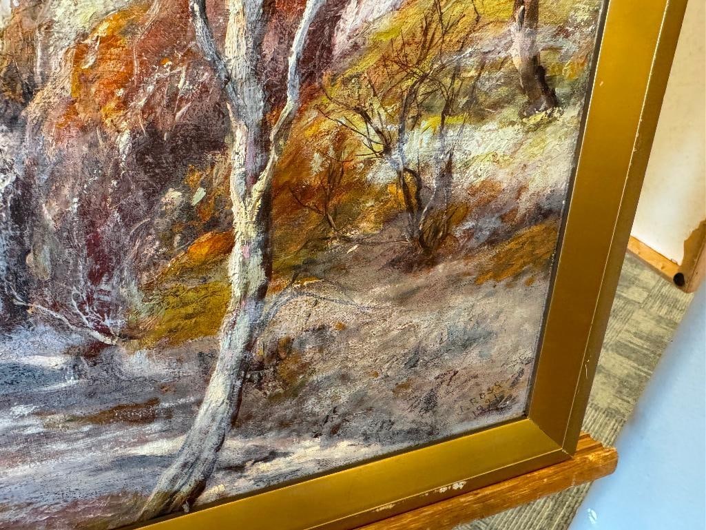 JAMES ROSS AMERICAN VIRGINIA BORN ARTIST ORIGINAL OIL ON CANVAS LANDSCAPE DATED 1921 - 7