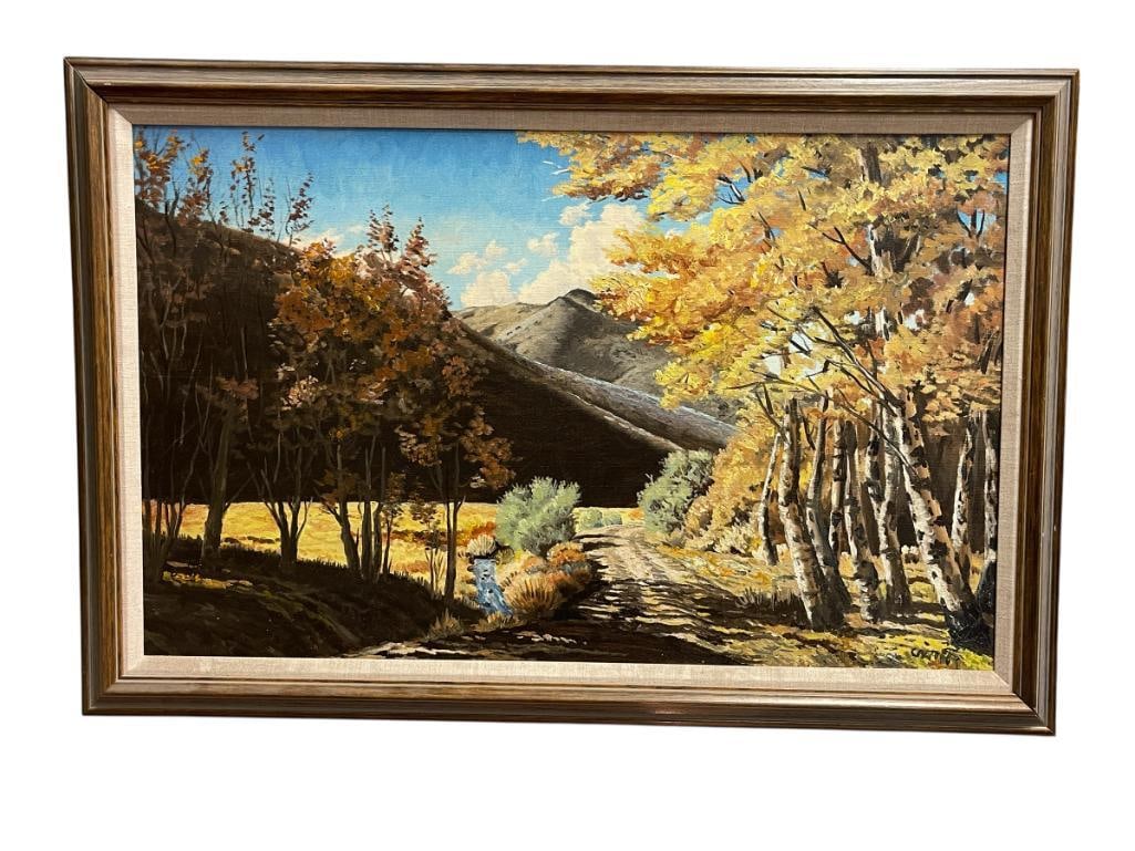 IMPRESSIVE ORIGINAL OIL ON CANVAS PAINTING OF NEVADA LANDSCAPE BY RENOWN LOCAL ARTIST GEORGE CARTER (1 of 8)