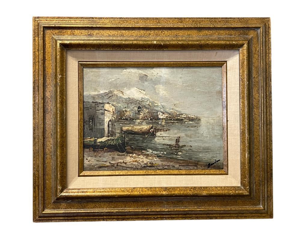 MID-20TH CENTURY ORIGINAL ACRYLIC ON CANVAS IMPRESSIONIST MEDITERRANEAN LANDSCAPE (1 of 8)