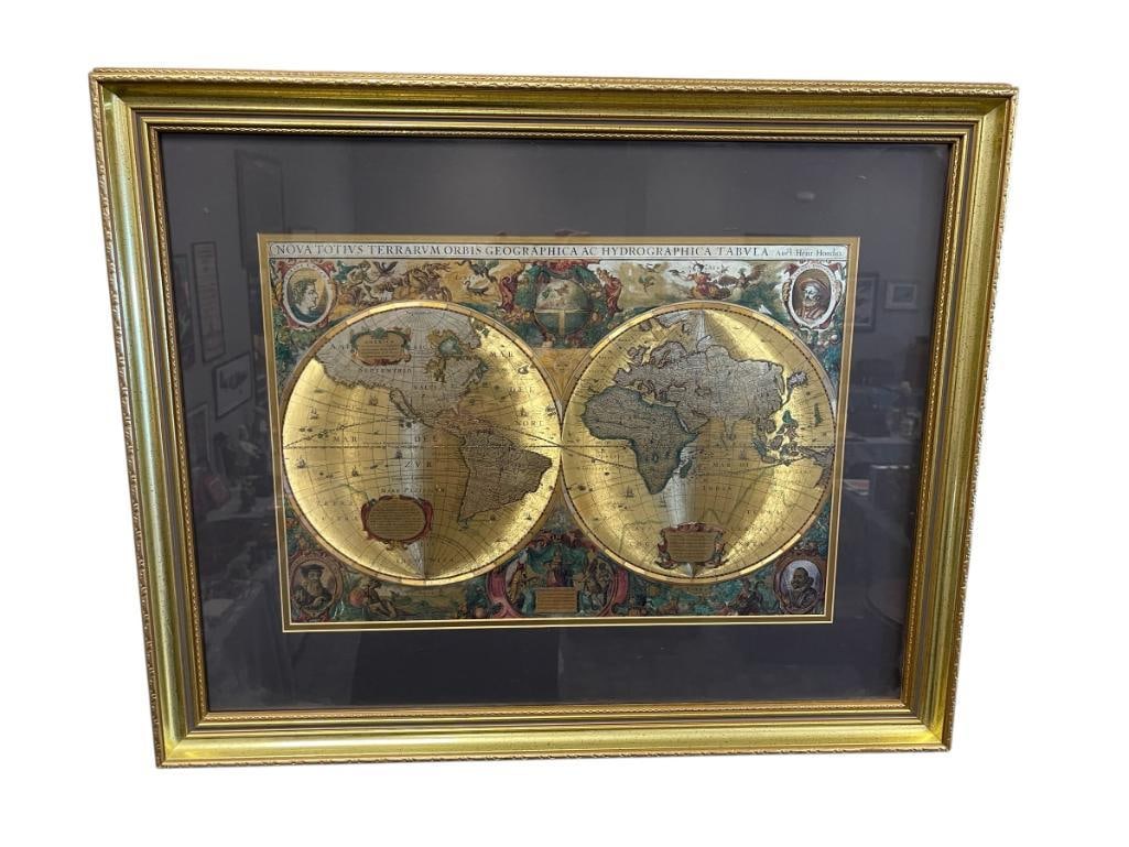 MODERN OLD WORLD STYLE GOLD FOIL NOVA TOTIUS TERRARUM ORBIS TABULA MAP (1 of 10)