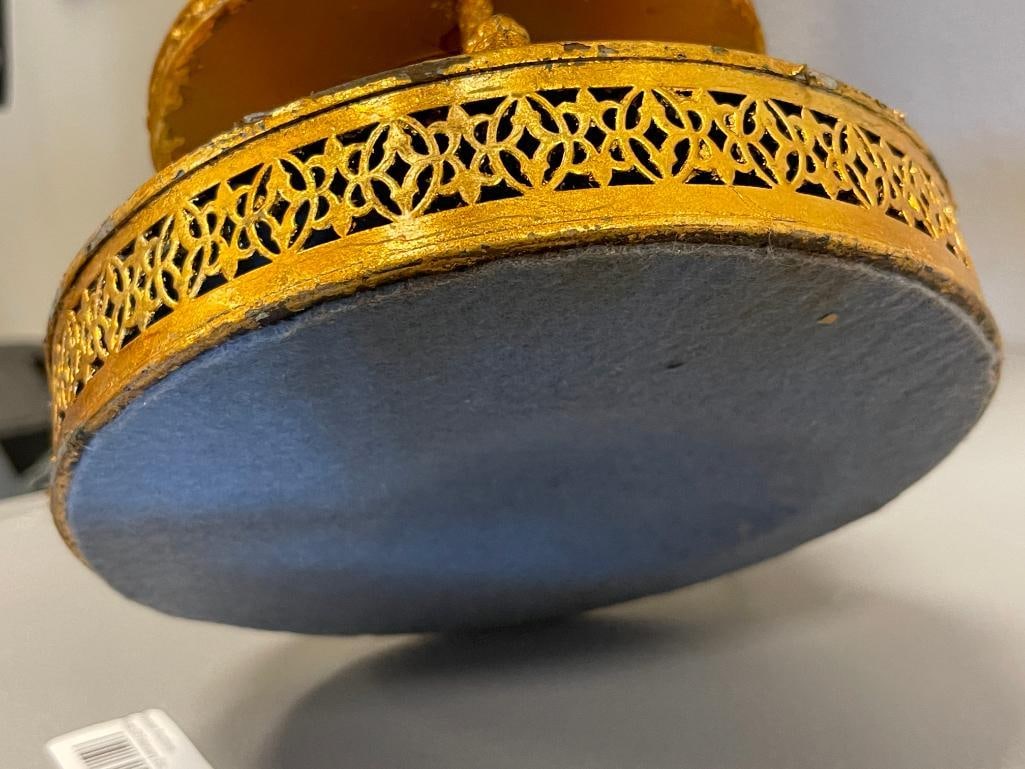 VINTAGE CAPODIMONTE ITALIAN STYLPIERCED CERAMIC TABLE LAMP - 9