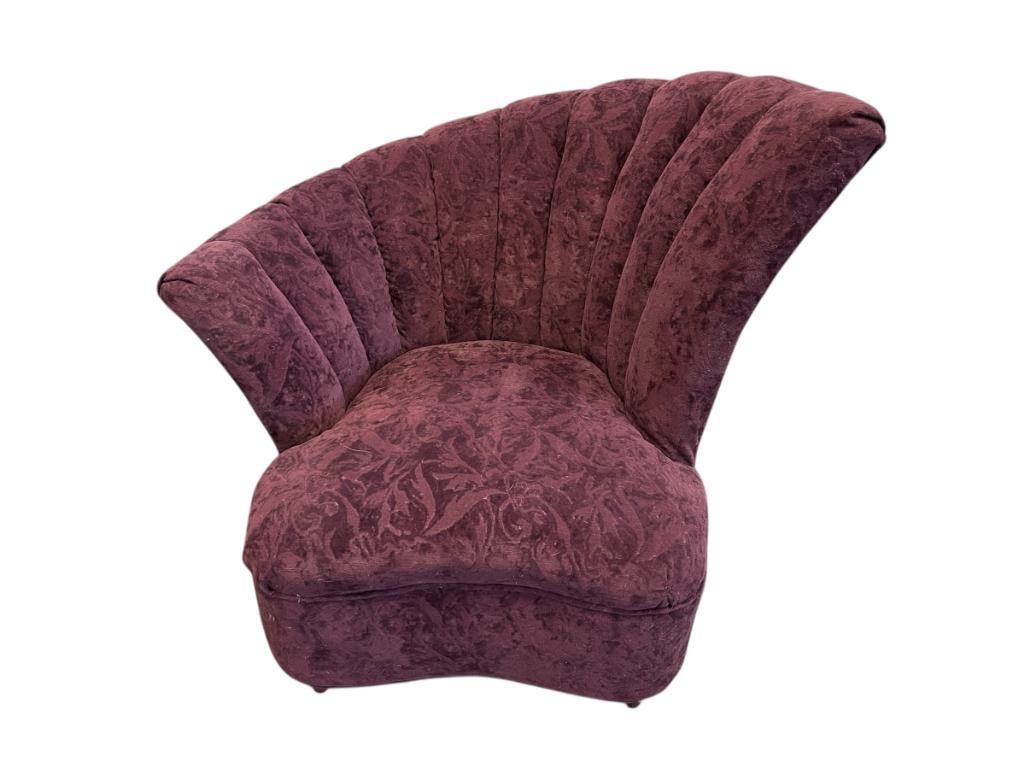 POSTMODERN ASYMMETRICAL CLAM SHELL OR FAN BACK CHAIR IN THE STYLE OF VLADIMIR KAGAN (1 of 7)