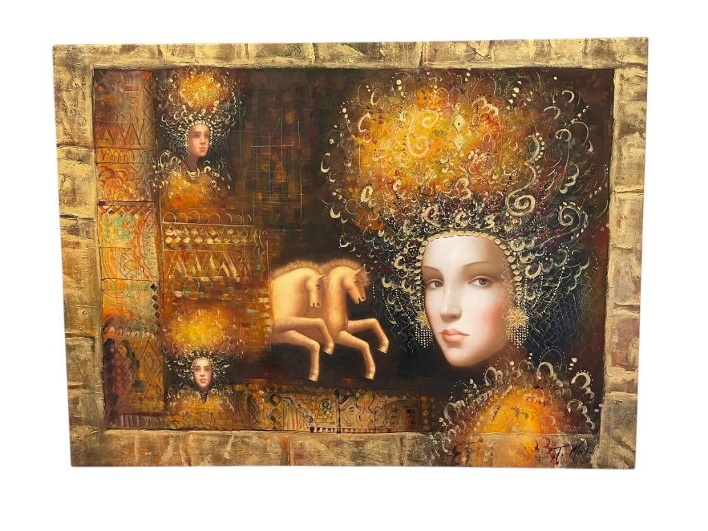 LARGE ORIGINAL OIL PAINTING IN THE STYLE OF CSABA MARKUS BY T. MAX (1 of 9)