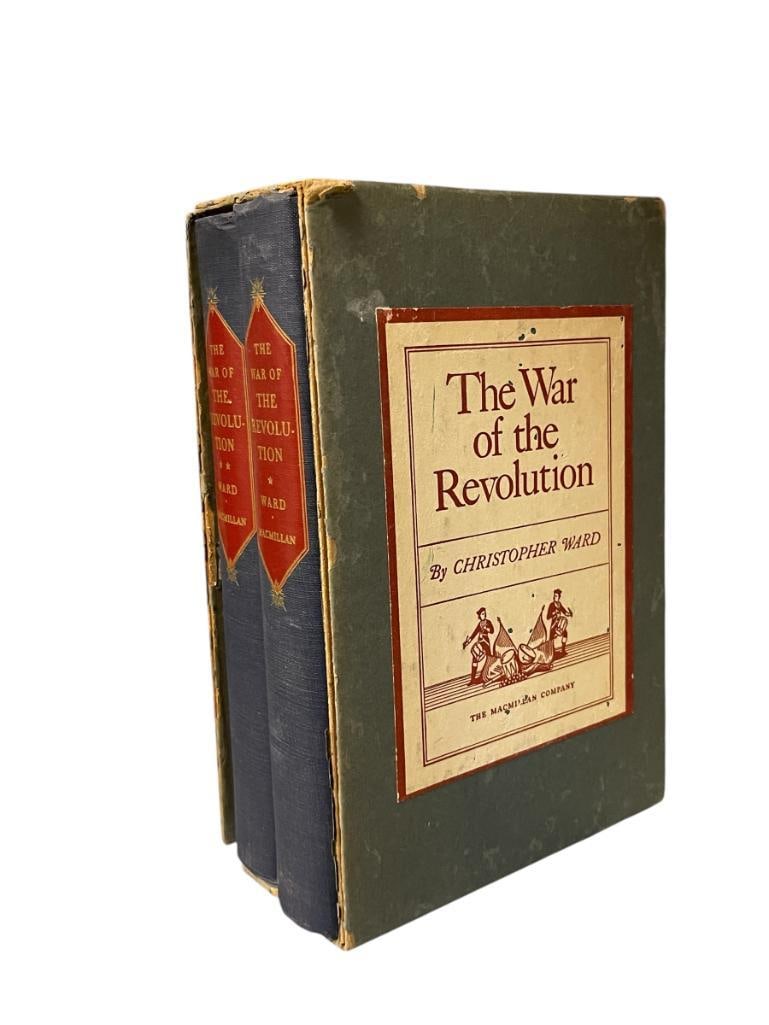 " THE WAR OF THE REVOLUTION " TWO VOLUME SET OF HARD COVER BOOKS BY CHRISTOPHER WARD: COPYRIGHT 1952 BY THE MACMILLAN COMPANY, INCLUDES BOX COVER, SOME WEAR TO EDGES OF BOX COVER 6 1/2" X 9 1/2" 