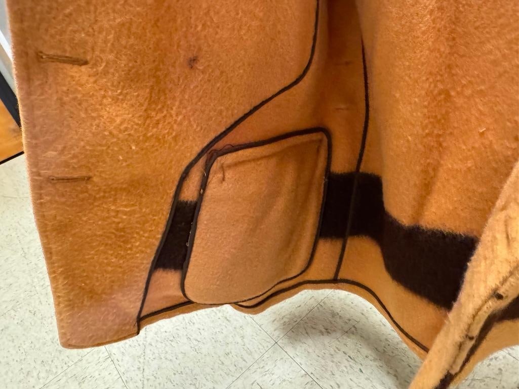 VINTAGE ABERCOMBIE & FITCH HUDSON'S BAY COMPANY POINT BLANKET MACKINAW WOOL COAT WITH BROWN STRIPES - 11