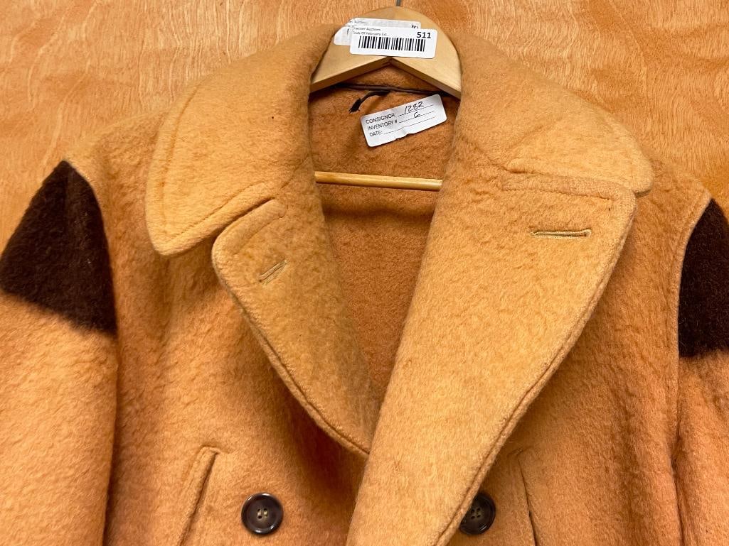 VINTAGE ABERCOMBIE & FITCH HUDSON'S BAY COMPANY POINT BLANKET MACKINAW WOOL COAT WITH BROWN STRIPES - 2