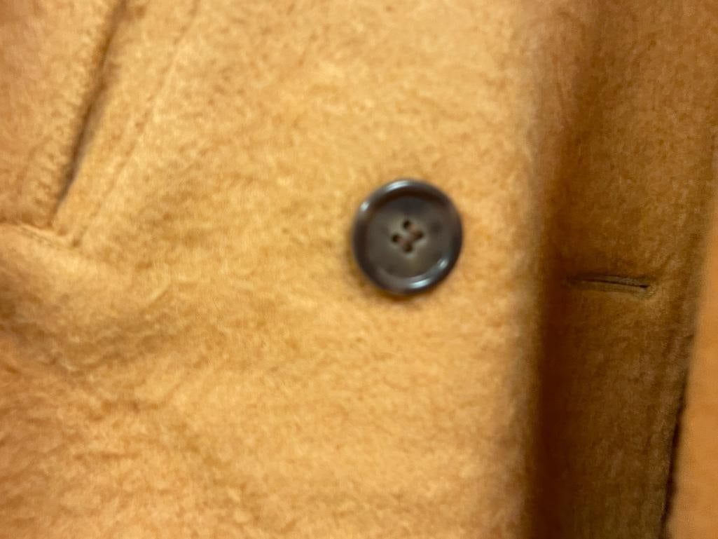 VINTAGE ABERCOMBIE & FITCH HUDSON'S BAY COMPANY POINT BLANKET MACKINAW WOOL COAT WITH BROWN STRIPES - 4