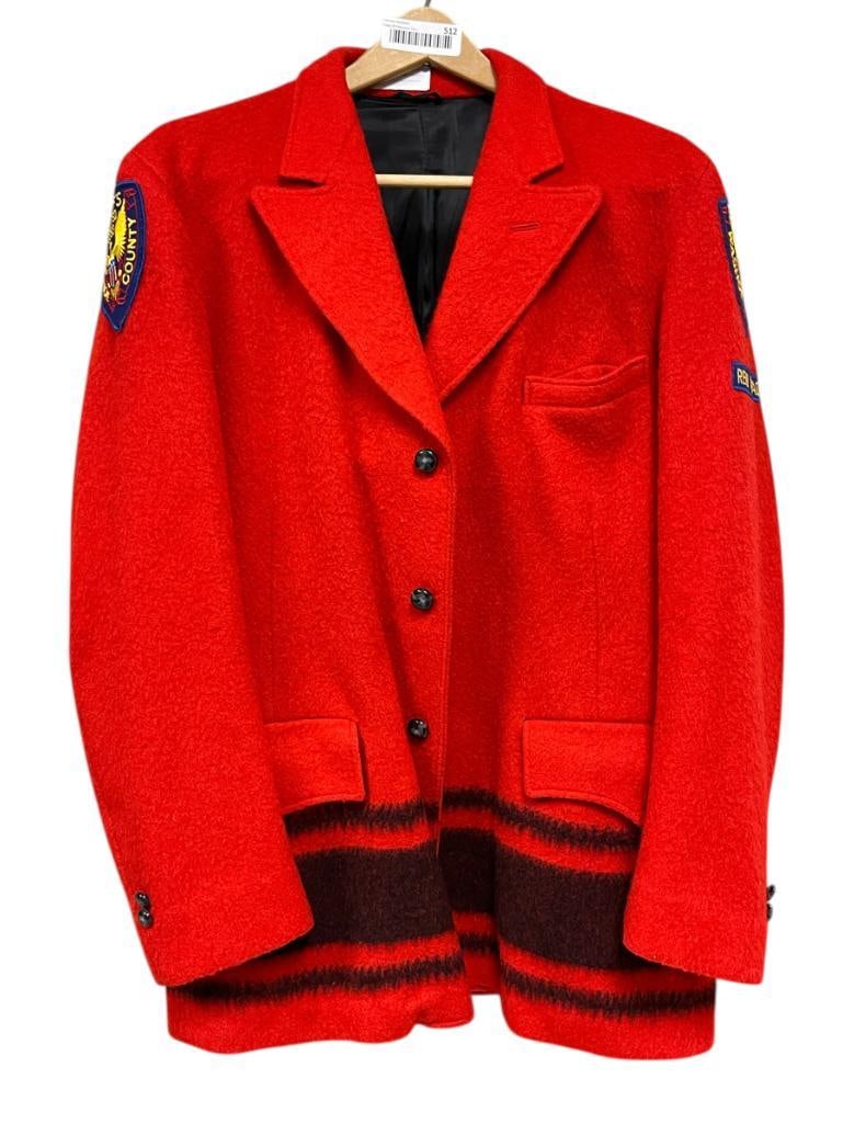 VINTAGE HUDSON'S BAY POINT BLANKET RED WOOL COAT SHERIFF'S MOUNTED POSSE WASHOE COUNTY RENO, NEVADA (1 of 10)