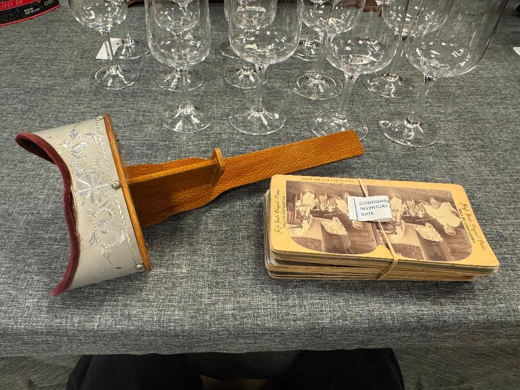 1897 ANTIQUE STEREO CARD VIEWER WITH 24 STEREO VIEW CARDS (1 of 12)