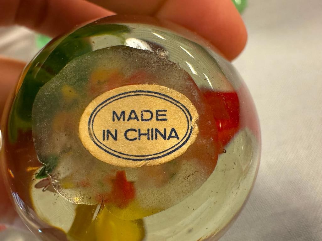 HAND BLOWN ART GLASS PAPERWIGHTS AND WINE BOTTLE STOPPER - 11