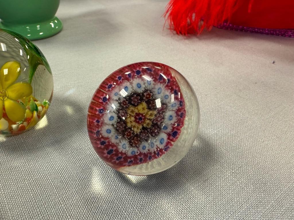 HAND BLOWN ART GLASS PAPERWIGHTS AND WINE BOTTLE STOPPER - 2