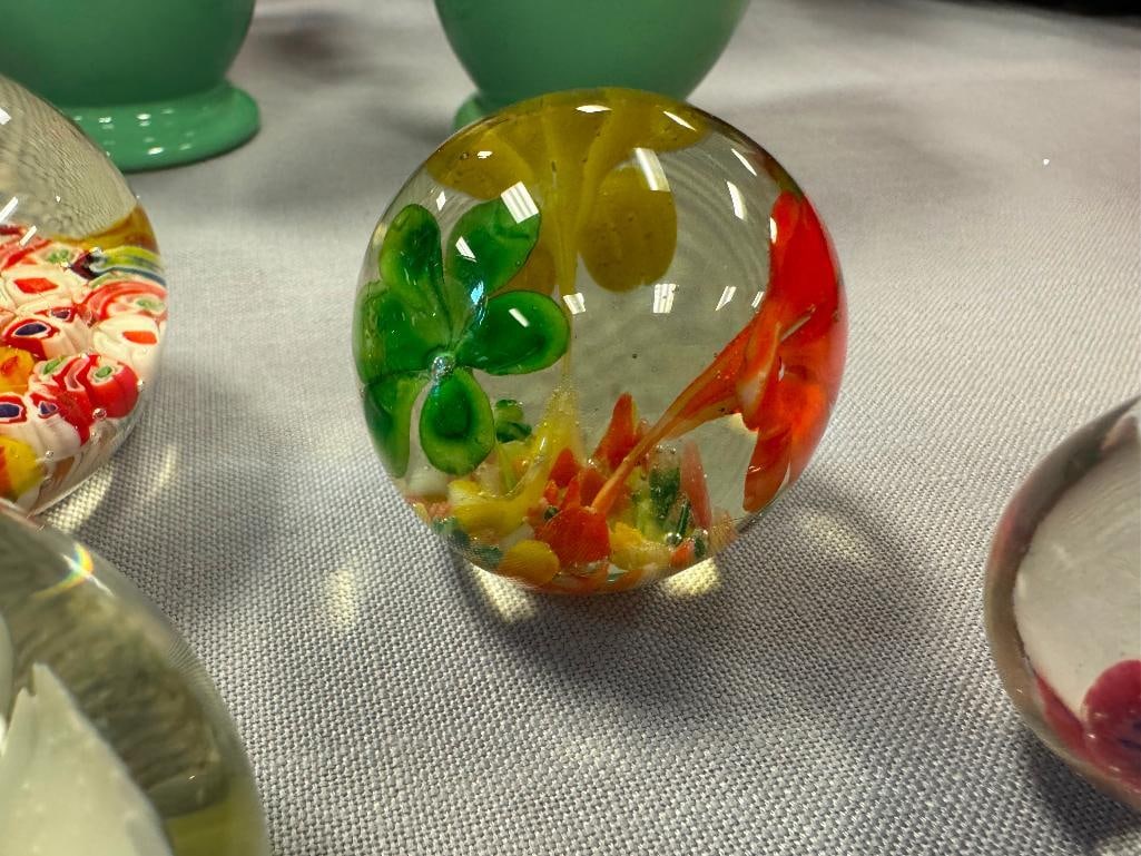 HAND BLOWN ART GLASS PAPERWIGHTS AND WINE BOTTLE STOPPER - 5